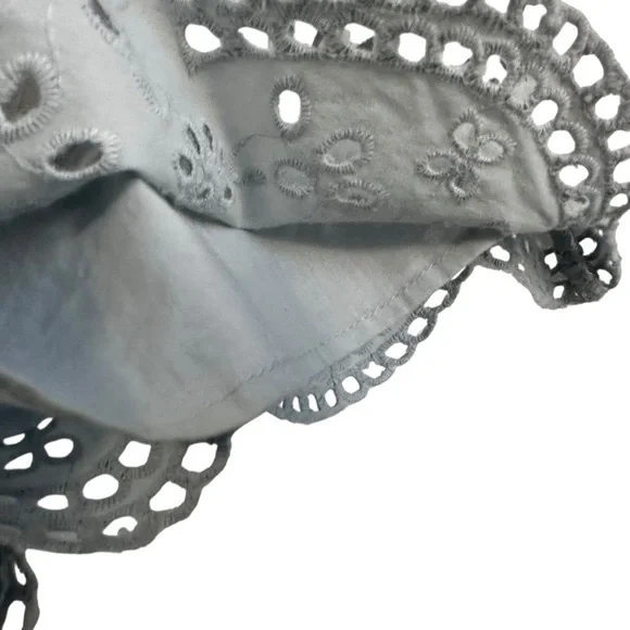 INTERMIX Womens Malia Scalloped Eyelet Shorts Size 2 Blue Lined High Rise - Picture 8 of 12